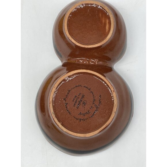 Modigliani Italy Terra Cotta Glazed Pottery Small Double Side Dish Condiment EUC - Picture 14 of 16